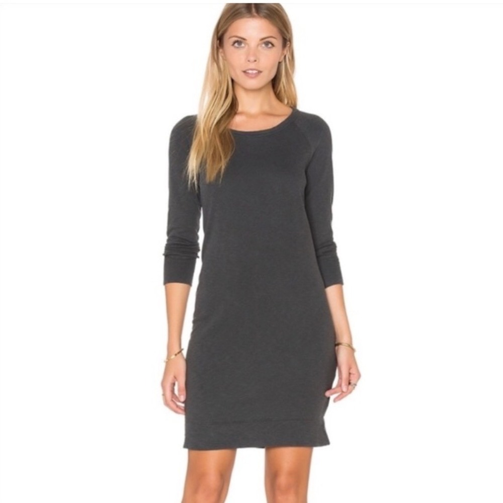 James Perse Standard Supima Cotton French Terry‎ Sweatshirt Dress Gray Small